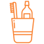 toothbrush and toothpaste in cup icon
